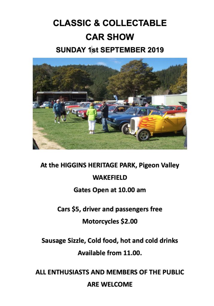 Classic and Collectable Car Show Sunday 1st September 2019