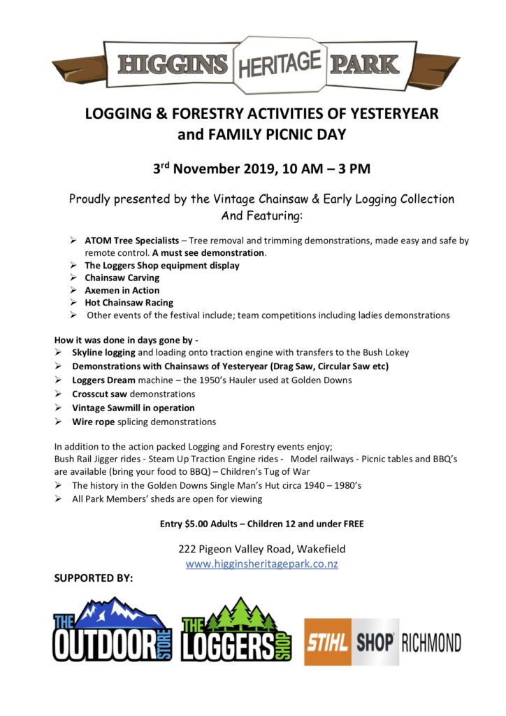 Poster advertising Logging event 3rd November 2019